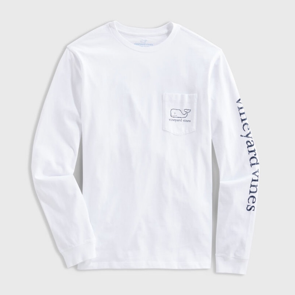 Mens Vintage Whale Long Sleeve Pocket Tee